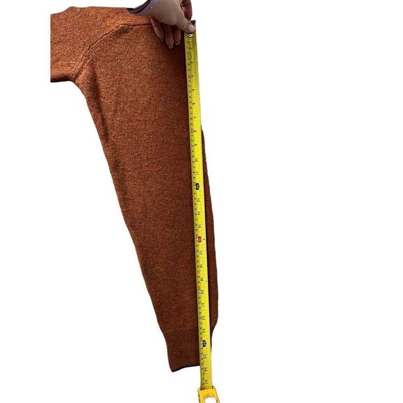 Peter Millar Elbow Patch Merino Wool Button Neck Sweater size L Mens Rust Brown - Picture 6 of 7